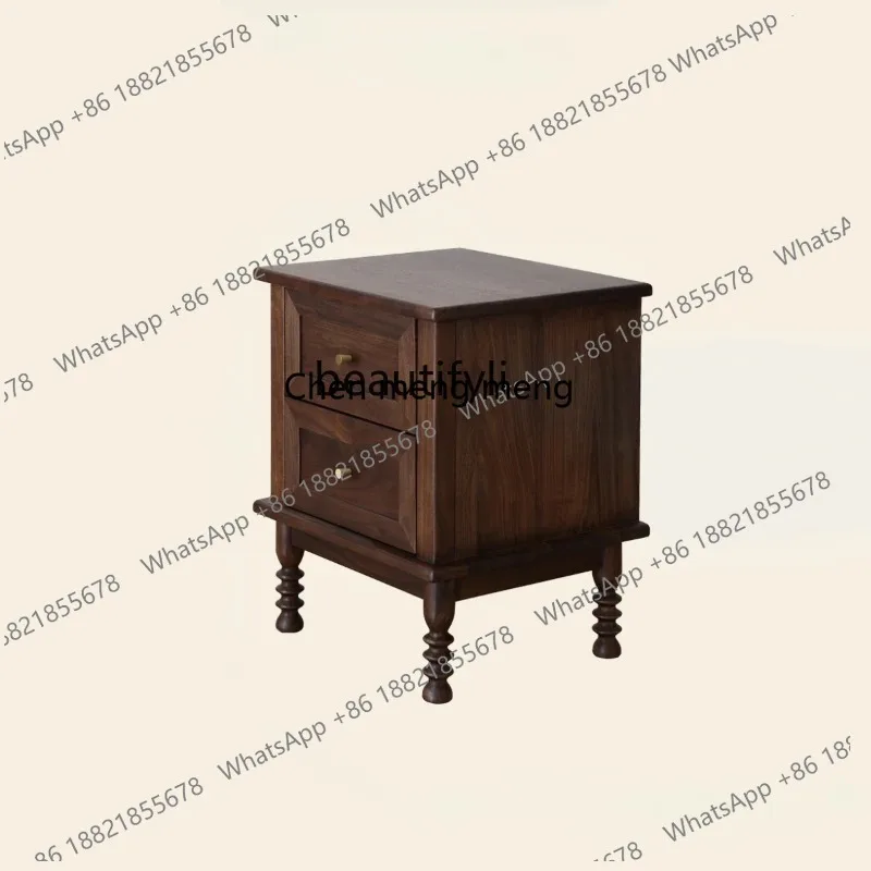 

All solid wood bedside table American retro bedroom home bedside table small storage cabinet