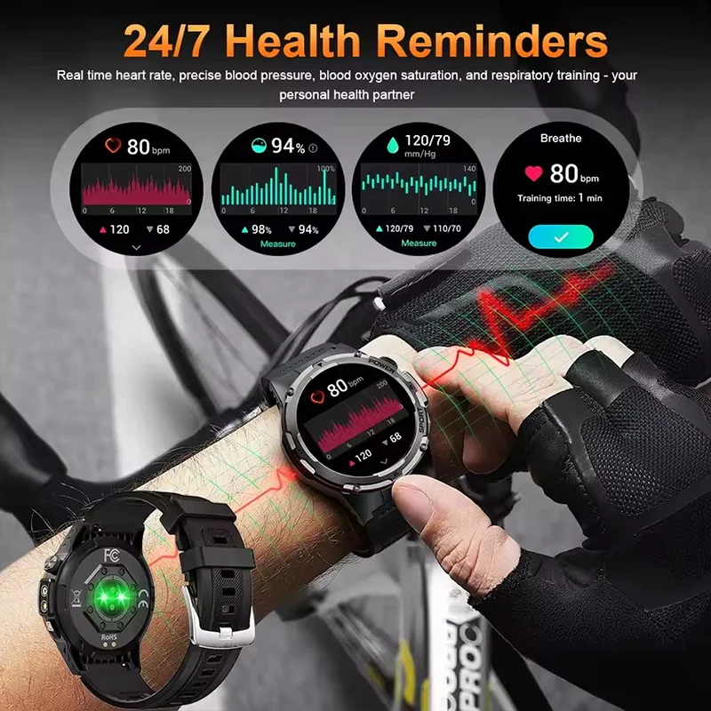 T-Rex 3 GPS الرياضة مقاوم للماء ساعة ذكية الرجال 3ATM مقاوم للماء 500mAh بطارية NFC دعوة 2025 جديد ل Xiaomi Smartwatch UV + الأشعة تحت الحمراء