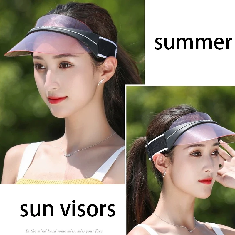 Pink Jelly Sun Cap Plastic Golf Caps for Ladies Men Waterproof Adjust Fashion Travel Running Empty Top Visors Beach Accessory