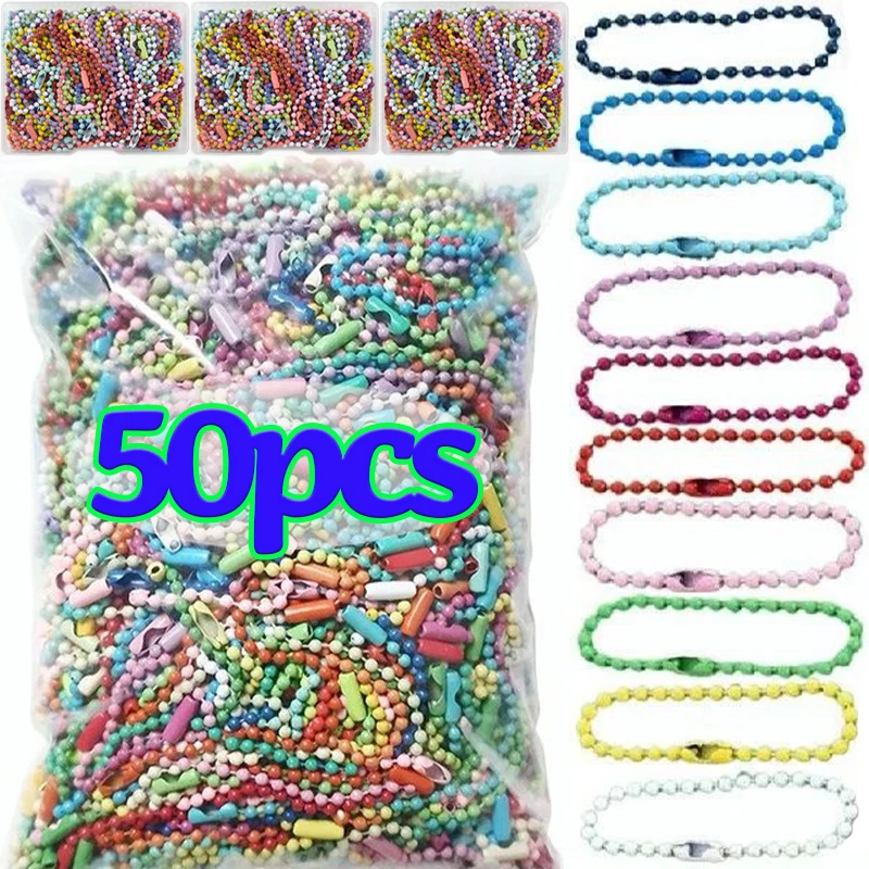 10-50pcs Colorful Ball Bead Chains Fits Key Chain Handmake Tag Connector for DIY Bracelet Jewelry Making Accessories Length 12CM