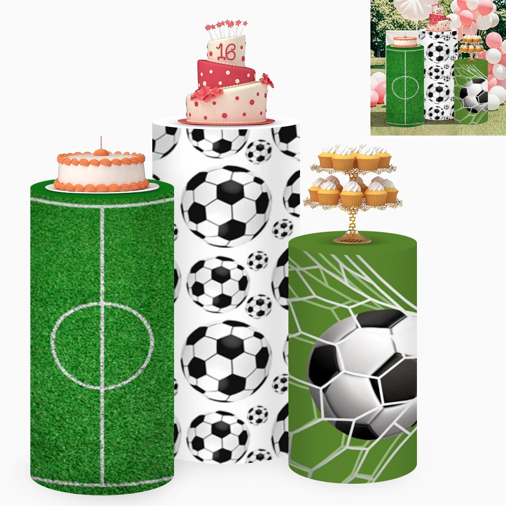 Fundas para Pedestales Cilíndricos Yeele para Decoración de Fiestas de Cumpleaños de Niños, 3 o 5 Unidades, Fondo de Columna para Pastel de Fútbol Deportivo