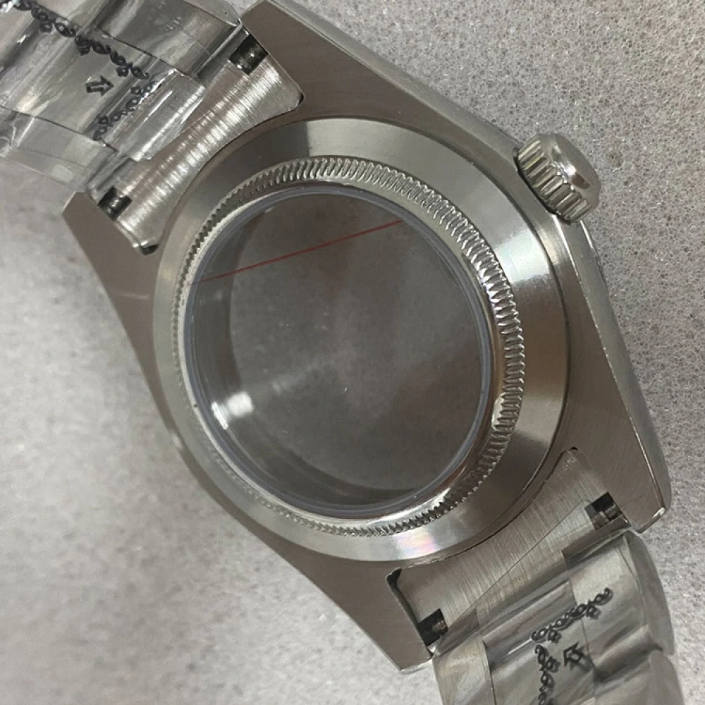 39mm Oyster Perpetual Watch Case Sapphire Glass Stainless Steel Case Strap Set for NH35 NH36 Movements