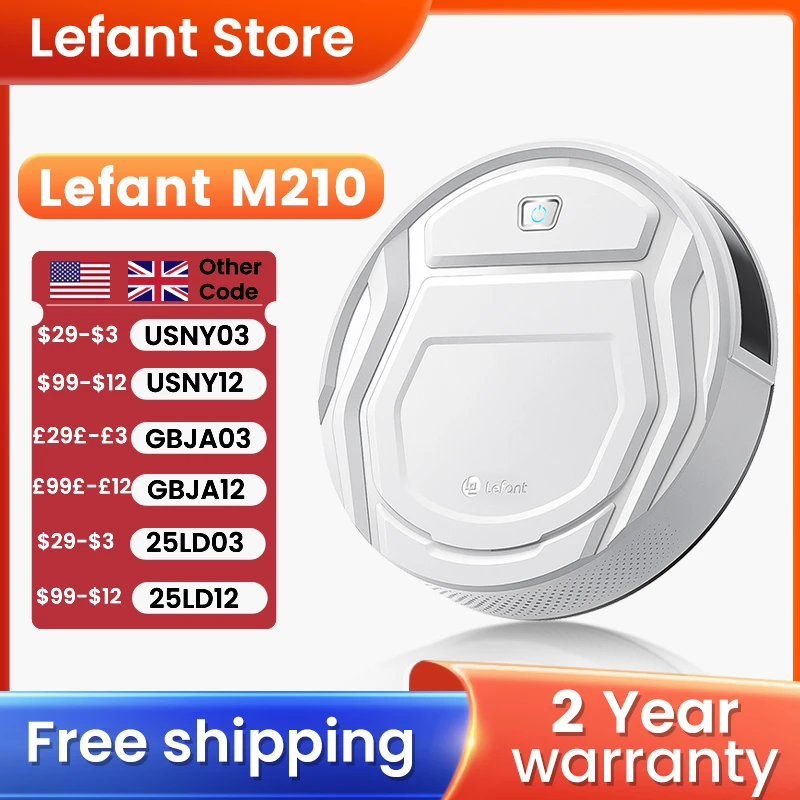 Lefant M210 Robot Vacuum Cleaner Robotic super Mini Low Noise App Google Alexa Control 4 Cleaning Modes for Pet Hair Hard Floor