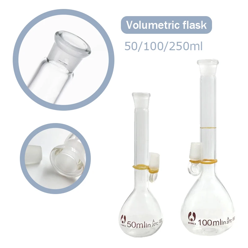 

50/100/250ml Glass Stopper Laboratory Chemistry Equipment Borosilicate Glass Lab Clear Volumetric