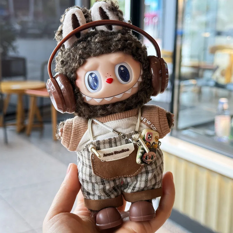 

For 17cm Labubu Doll Sitting Party Overalls Outfits Cartoon Set for Ropa Labubu Trendy Suit Apparel Accessories Clothing Gift