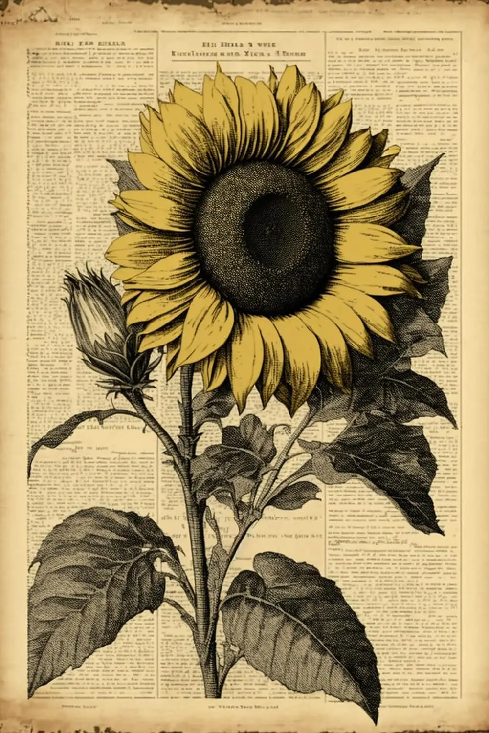 Metal Tin Sign Signs Retro Sunflower Newspaper Vintage Metal Wall Decor For Garden 12x8 Inch