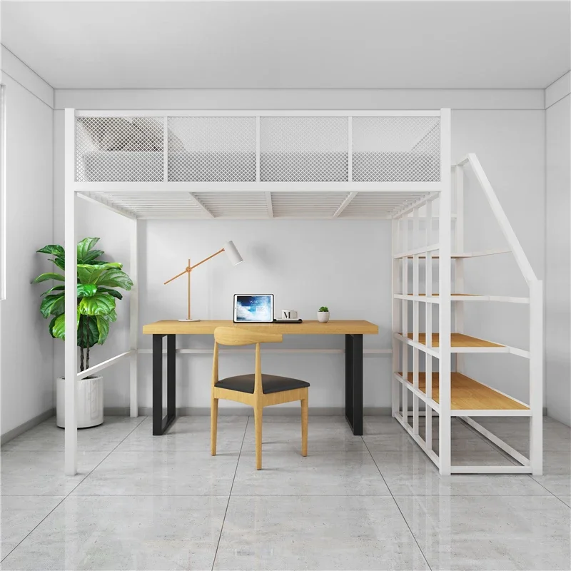 Nordic Iron Elevated Bed Apartment Saves Space On  Under Table Double Wrought Iron   Simple Multifunctional Retest Loft