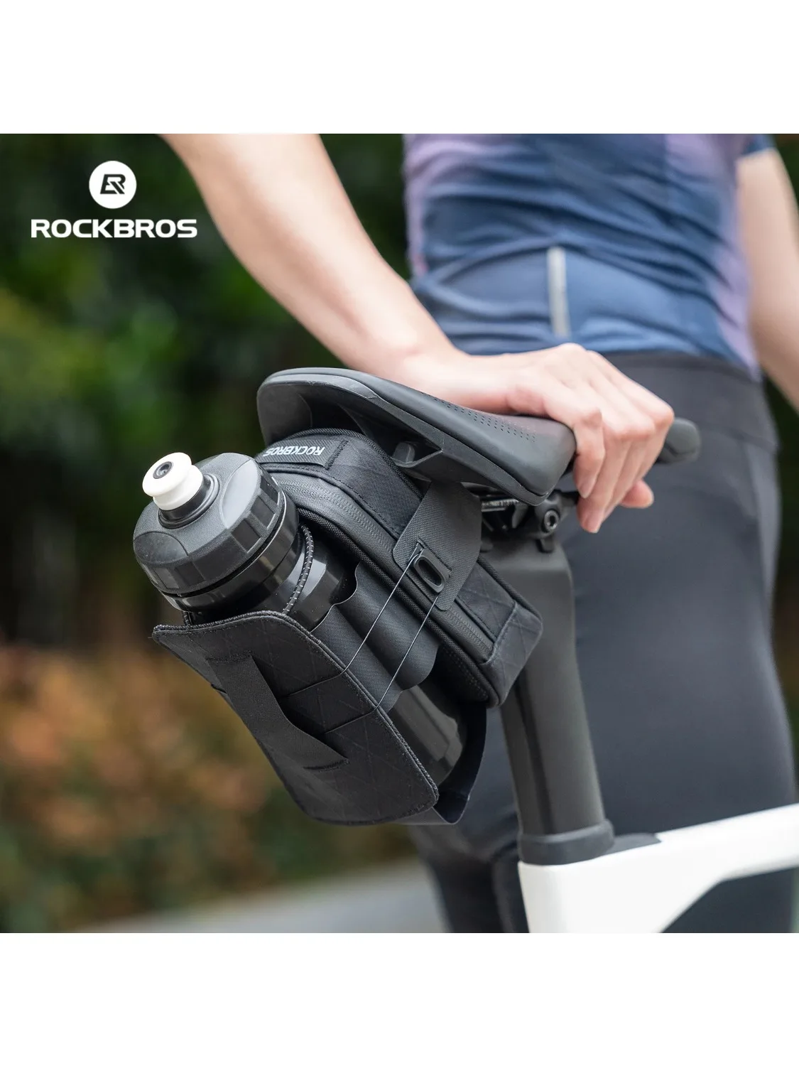 ROCKBROS – sacoches de selle épaisses en polyester, résistantes à l'usure, portables, autobloquantes, sac arrière de rangement multifonctionnel pour vélo