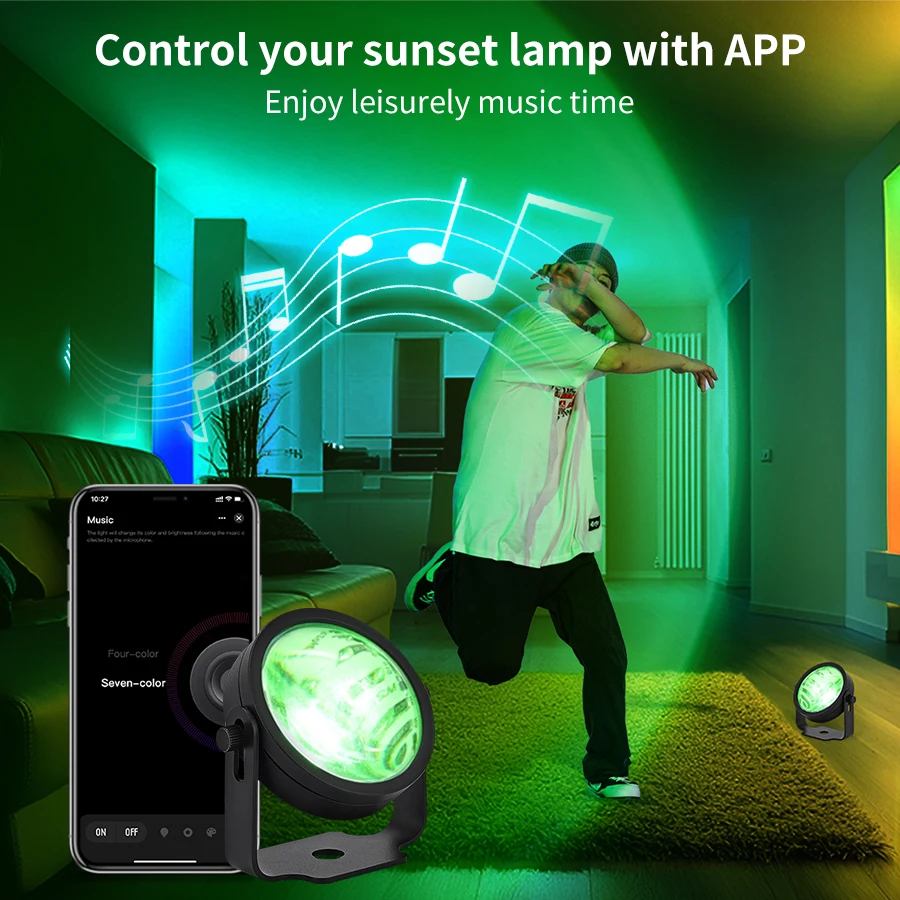 

Tuya Smart RGB Atmosphere Spotlight Led Sunset Projector Lamp Smart Life App IR Remote Control Night Light for Party Photography