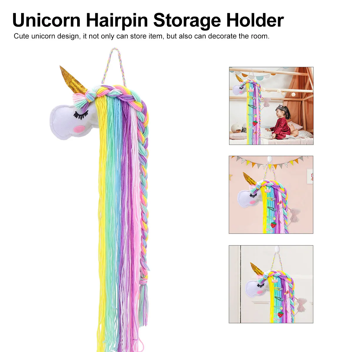 

1pc Girls Hairpin Storage Belt Clip Organizer for Barrette Holder Wall Decor Unicorn Durable Safe Material Hair Clips
