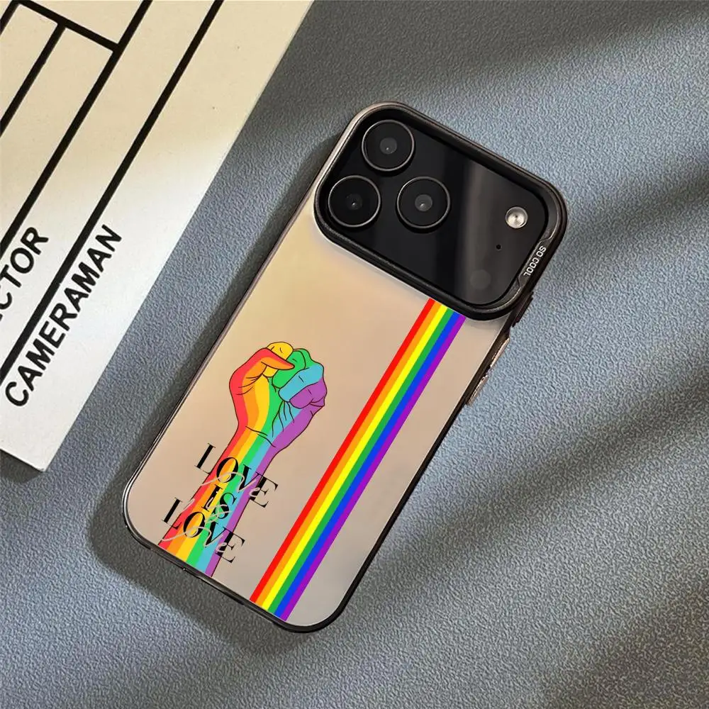 LGBT فخر العلم مثليات جراب هاتف آيفون 17 16 15 14 13 12 11 برو ماكس الهواء الملونة ماتي الليزر أورورا للصدمات