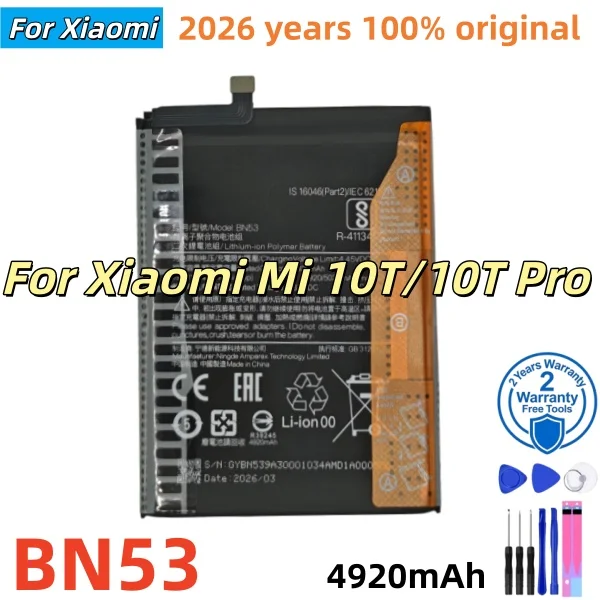 2026 Years 100% Original 5020mAh BN53 Battery For Xiaomi Redmi Note 10 Pro Global / Note 9 Pro Global Replacement Batteries+Tool