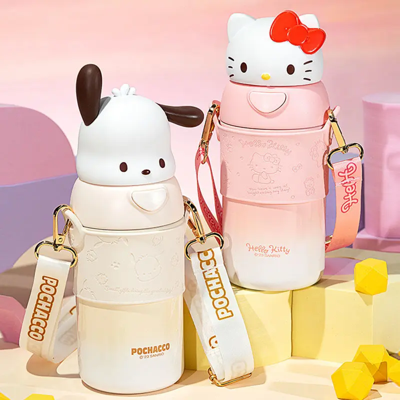 

Sanrio Melody Cute Outdoor Portable Water Cup Children Girls High Appearance Kuromi Cartoon Straws Kettle Students Birthday Gift