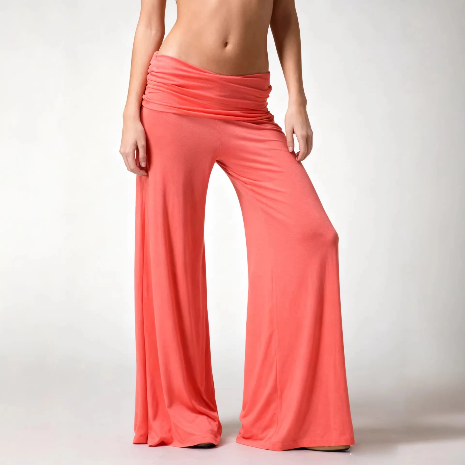 2026 Damen Weiche Weitbeinige Yoga-Hose, Hochtaillierte Faltbare Elastische Sporthose, Bequeme Tanzhose für Tägliche Freizeit