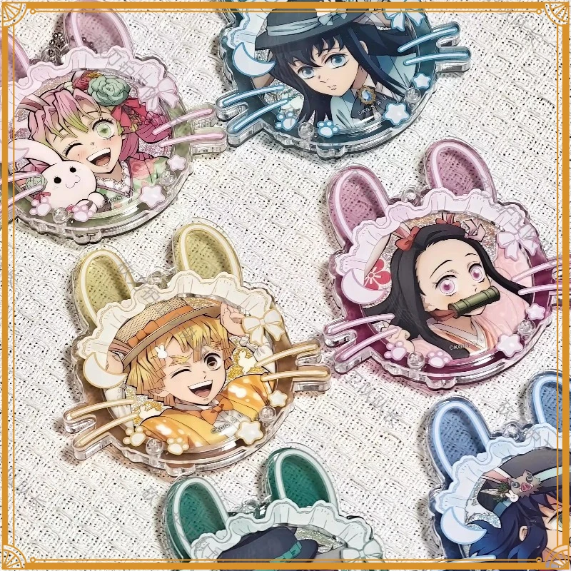 Popular Animation Demon Slayer Rabbit Ear Valley Matching Bar Set anime Self made Materials Collection Souvenir Gift