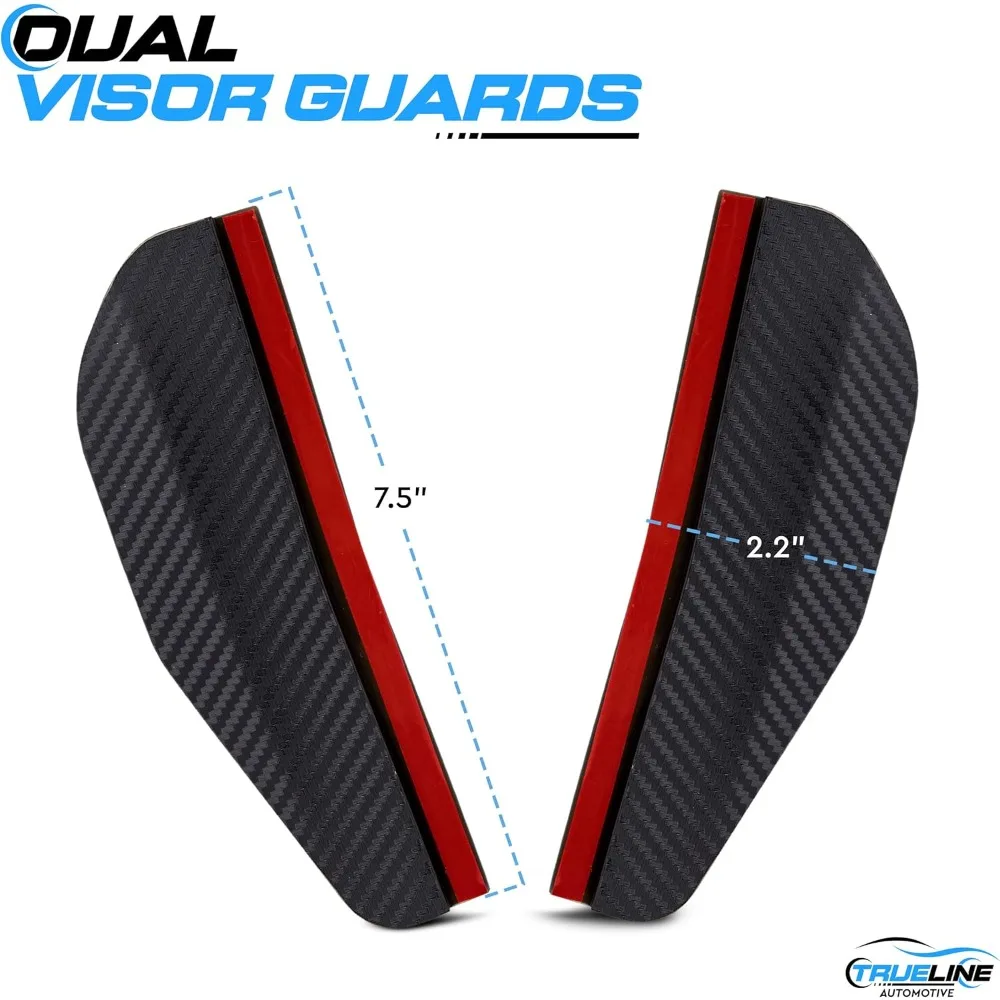 True Line Automotive 2 قطعة واقي المطر بمرآة جانبية - غطاء مرآة الرؤية الخلفية من ألياف الكربون - ملحقات خارجية للسيارات للدكتور #2