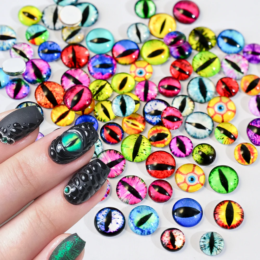 10/50/100Pcs 3D Animal Eye Nail Charms Cat/Snake Eye Crystal Eyeball Half-round Rhinestones DIY Devil Eye Manicure Decorations