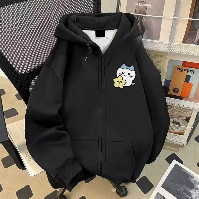 Anime Cartoon Kawaii Chiikawa Hoodie Autumn and Winter Zipper Overcoat Fabric Comfort Fine Workmanship Printing Feel Good Soft