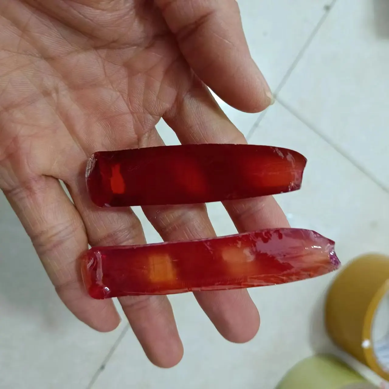55# 57# Orange Blue Synthetic Corundum Rough Stone Artificial Sapphire Raw Material For Gems Making