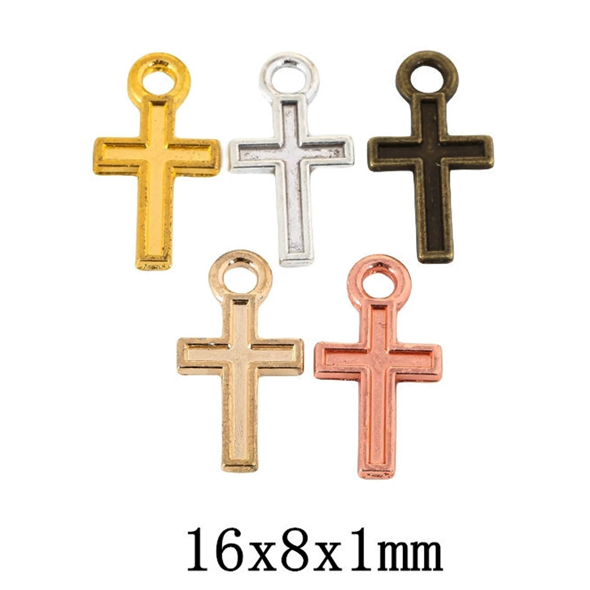 1000Pcs Bronze Silver Gold Tone Cross Religion Metal Pendants Wholesale Charms 16x8x1mm