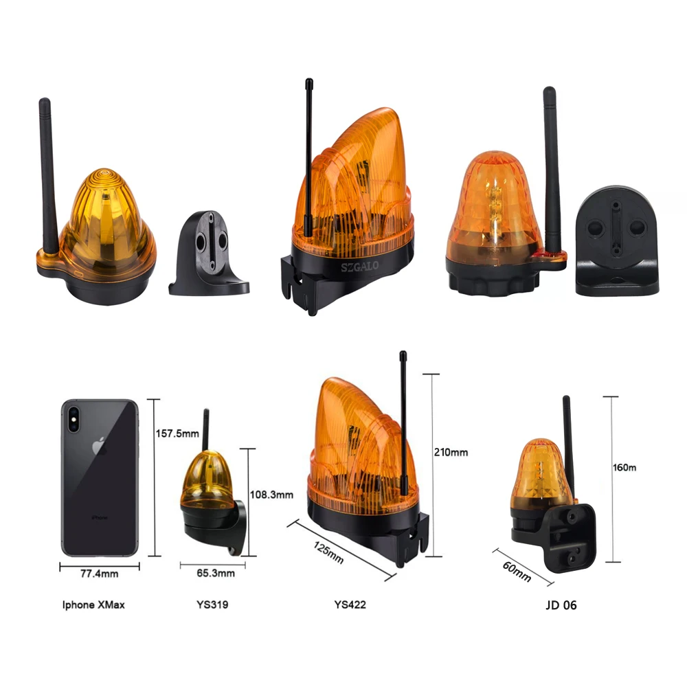 AC/DC 12V-265V LED Gate Flashing Warning Lamp Alarm Lamp For Swing Sliding Gate Opener/Barrier Gate Signal Strobe Flashing Lamp