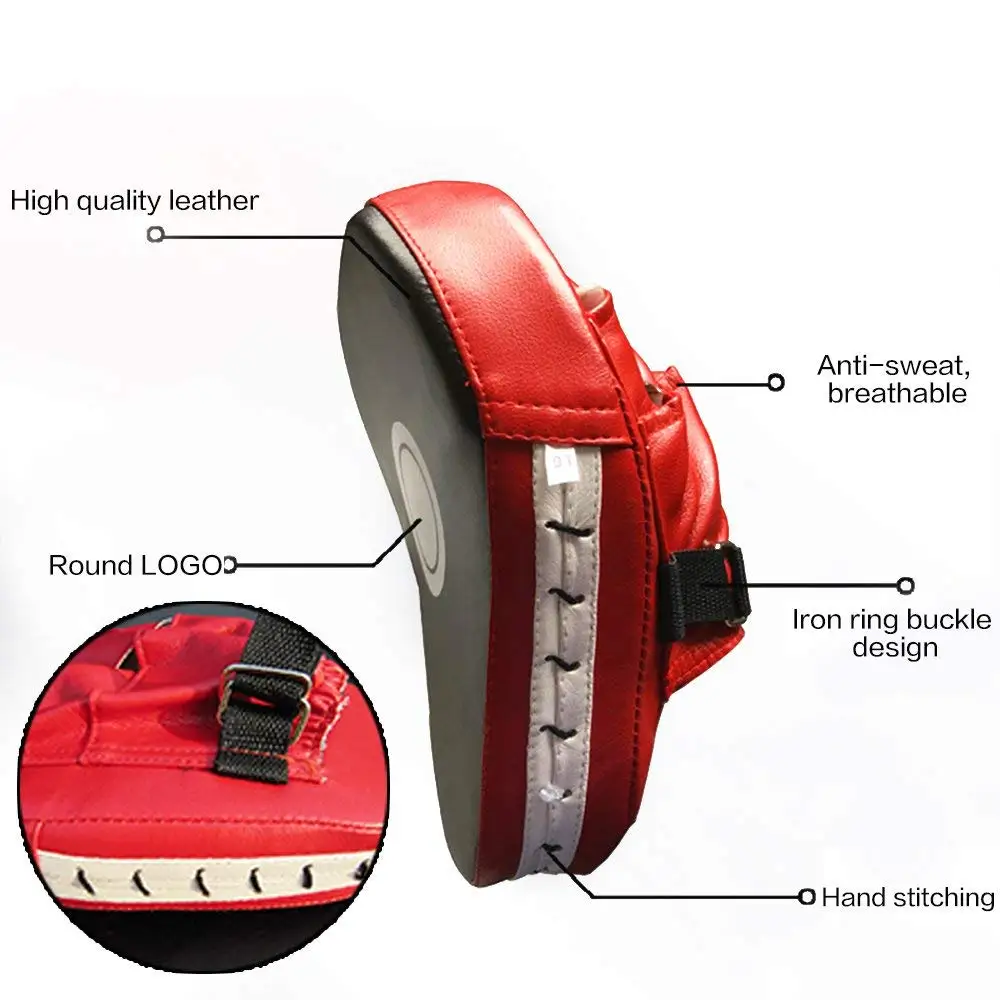 킥복싱 PU 가죽 펀칭 장갑, 가라테 무에타이 산다 전투 훈련 곡선 배플 핸드 타겟 패드 Thicke, 1/2 개