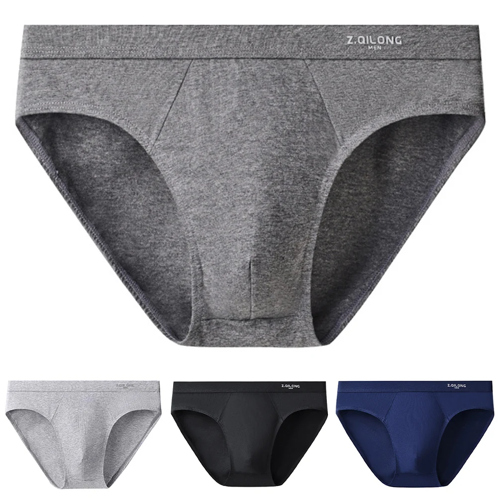 

Breathable Cotton and Spandex Men's Brief Underwear with Soft Elastic Waistband Solid Color Underpants for Active Lifestyle