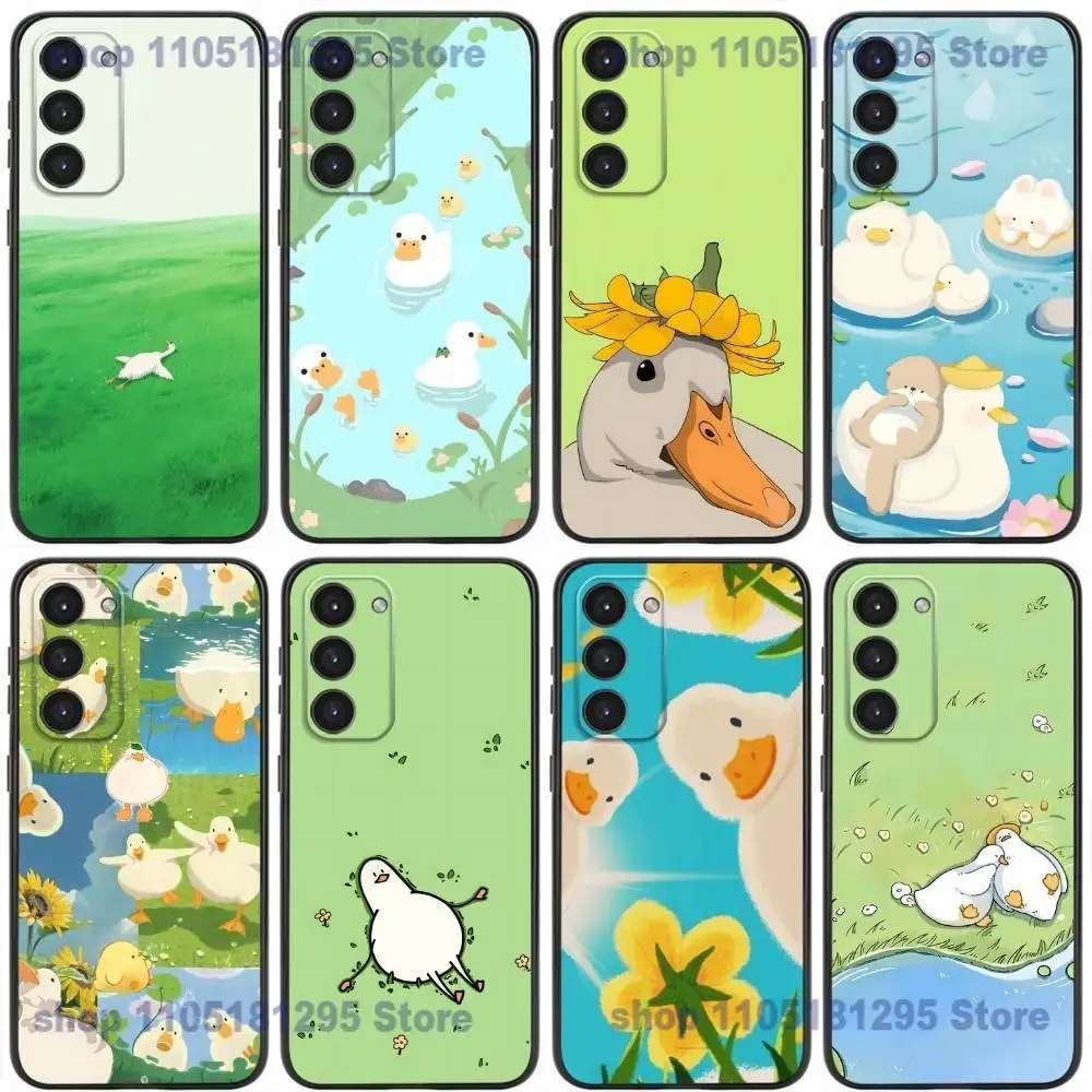 

Cute Cartoon Duck Design Kawaii Phone Case For Samsung Galaxy A20,21s,22,31,32,52,53,72,73,80,91Soft Liquid Silicone Black Cover