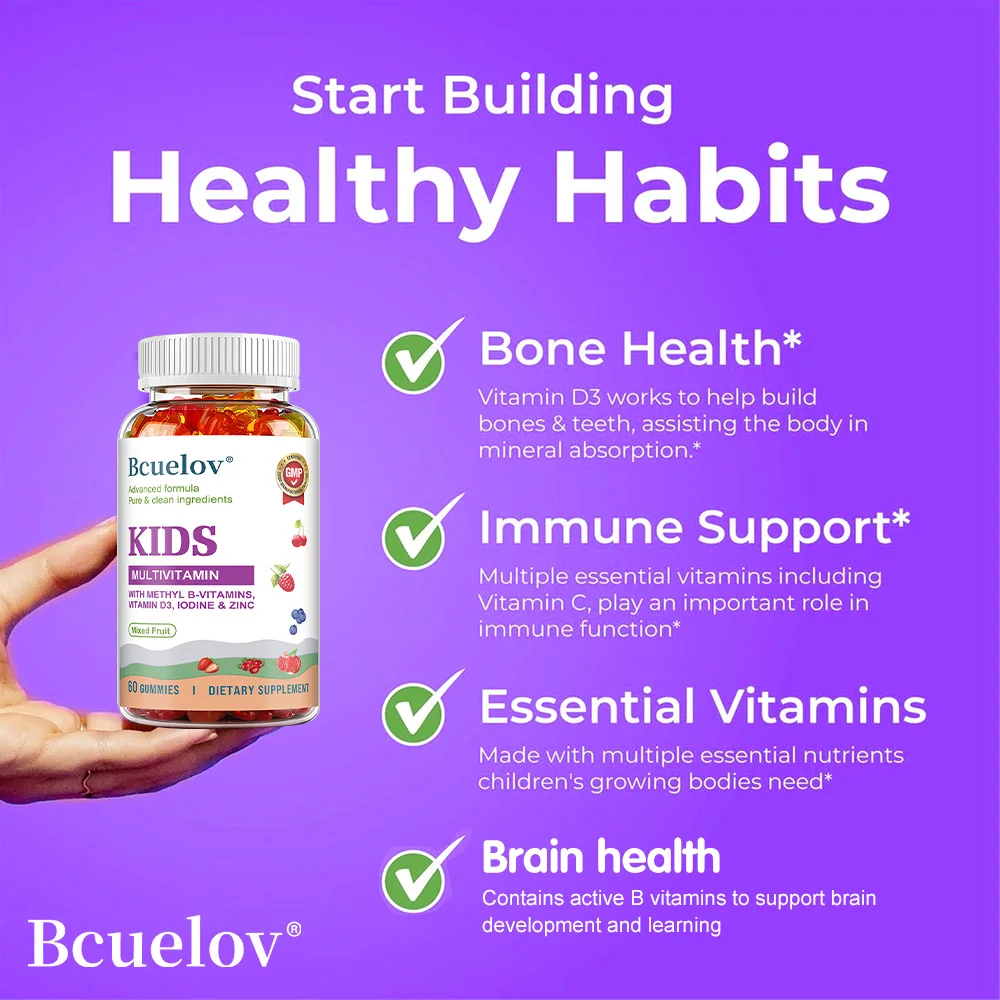فيتامينات متعددة للأطفال، مع فيتامينات D3، C، B12، B6 والزنك، تعزيز المناعة، تعزيز صحة المفاصل، تعزيز الذاكرة، تعزيز الطاقة الطبيعية #5