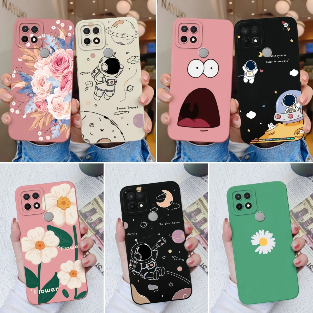 Cases For OPPO A15 A15S A16K A16E Cute Design Soft Liquid Silicone Upgrade Camera Protection Back Cover For OPPO A 16K 16E Coque