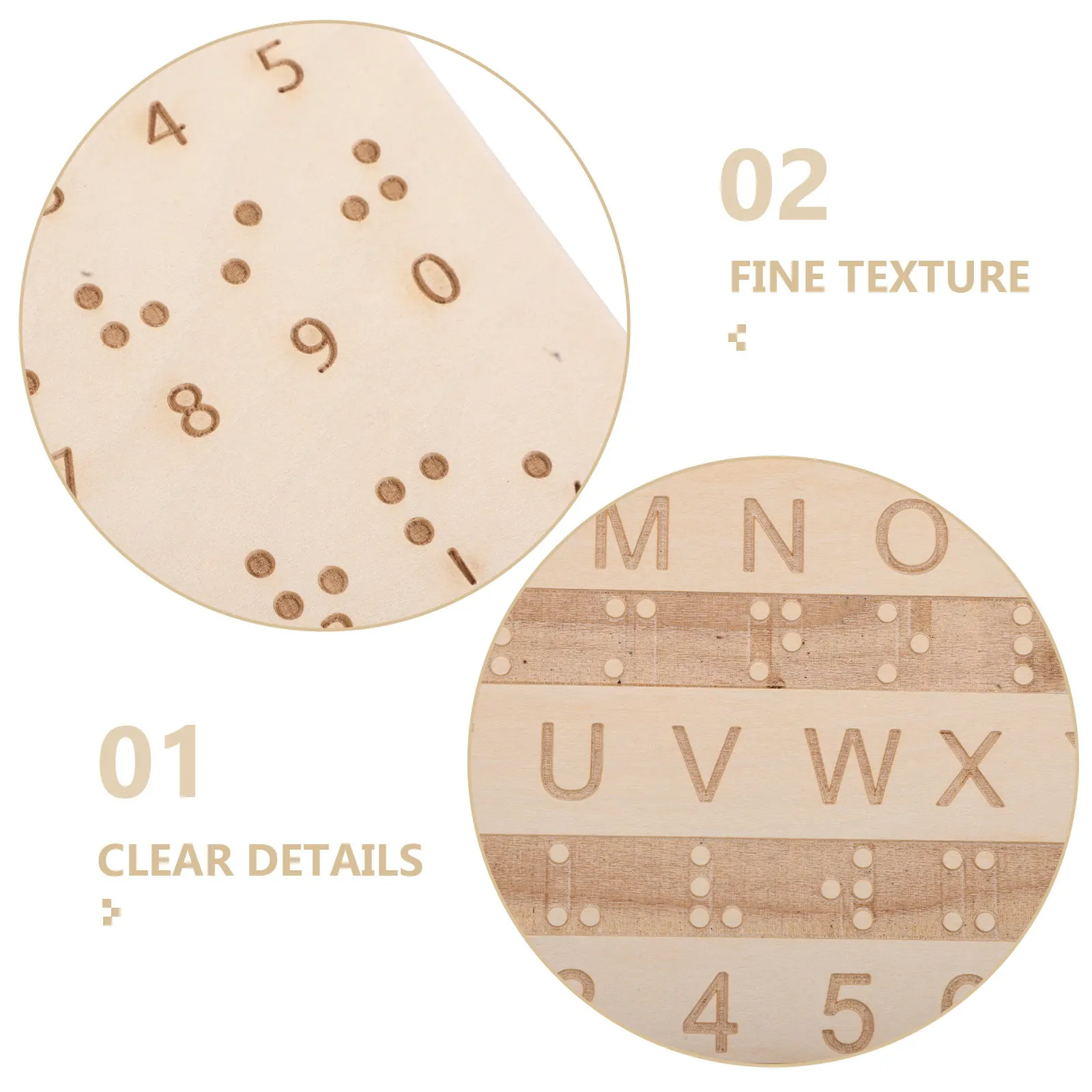 2Pcs Braille Alphabet and Number Board Wooden Tactile Learning Tool for Visually Impaired Enhanced Touch Recognition Portable