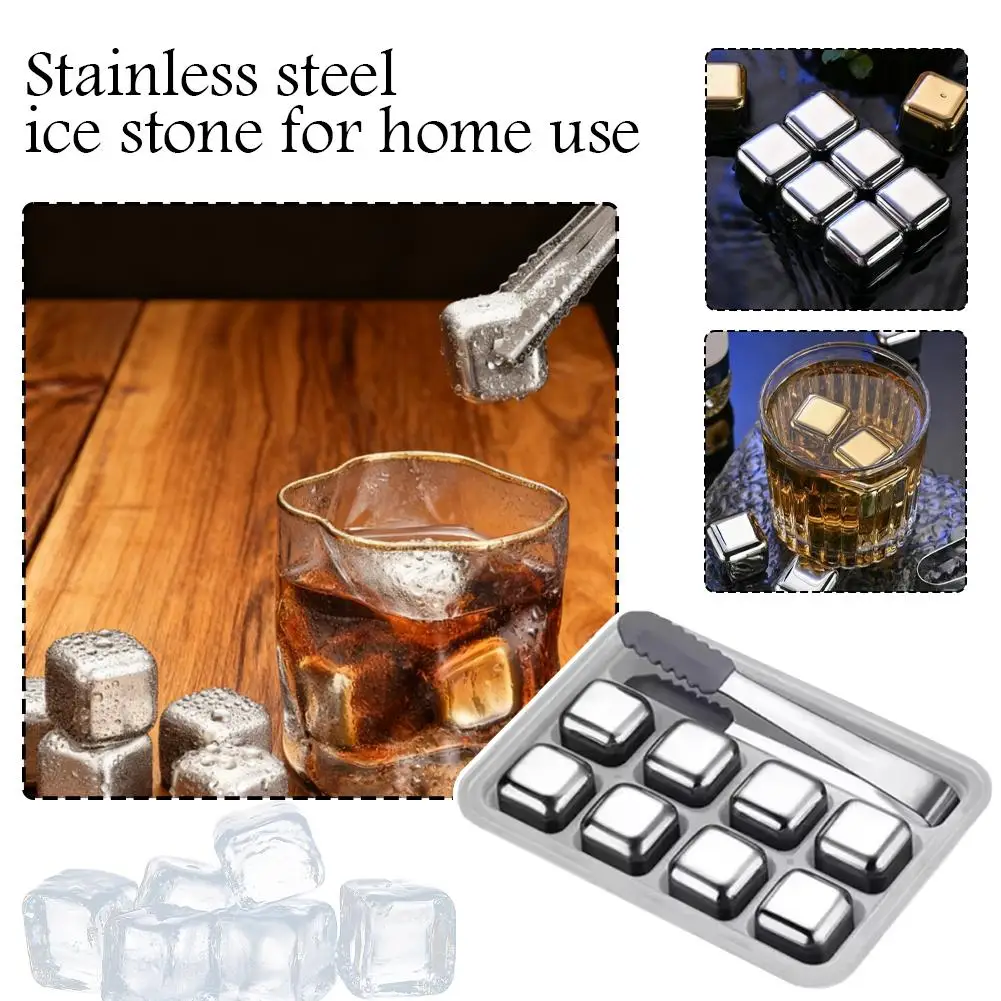 الفولاذ المقاوم للصدأ مكعبات الثلج مجموعة قابلة لإعادة الاستخدام تقشعر لها الأبدان الحجارة ل ويسكي النبيذ النبيذ التبريد مكعب تقشعر لها الأبدان روك حفلة بار أداة