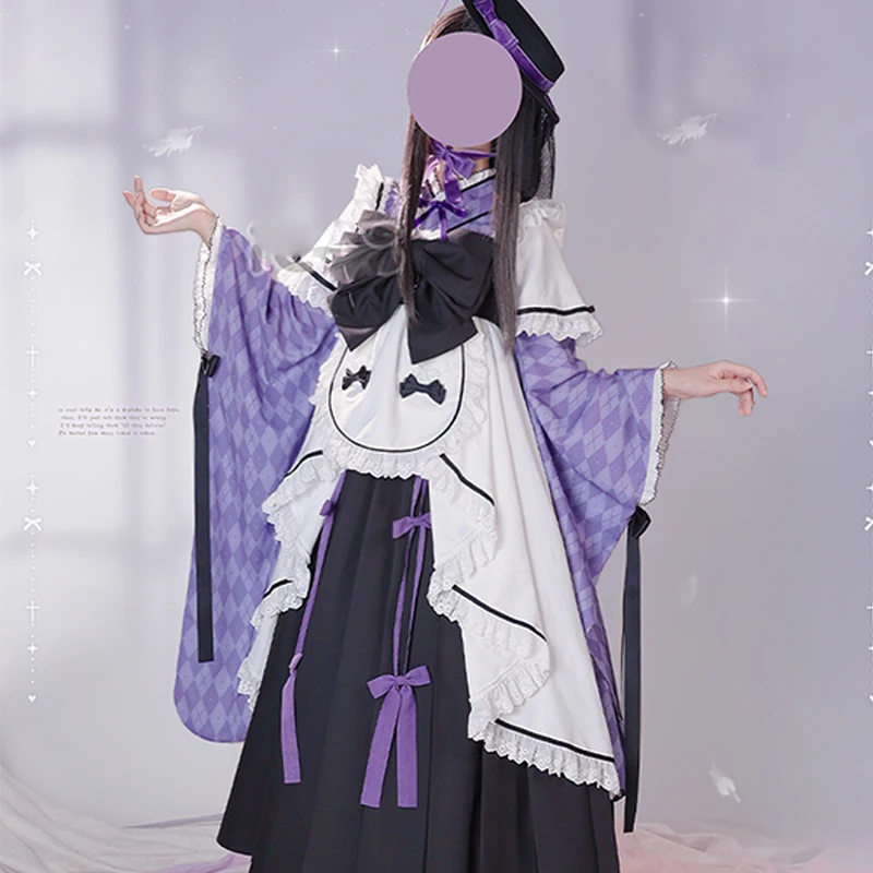 暁美ほむらコスプレ衣装アニメ魔法少女まどかロールプレイロリータスカート S-XL フレンチメイド女性のドレスハロウィンパーティースーツ