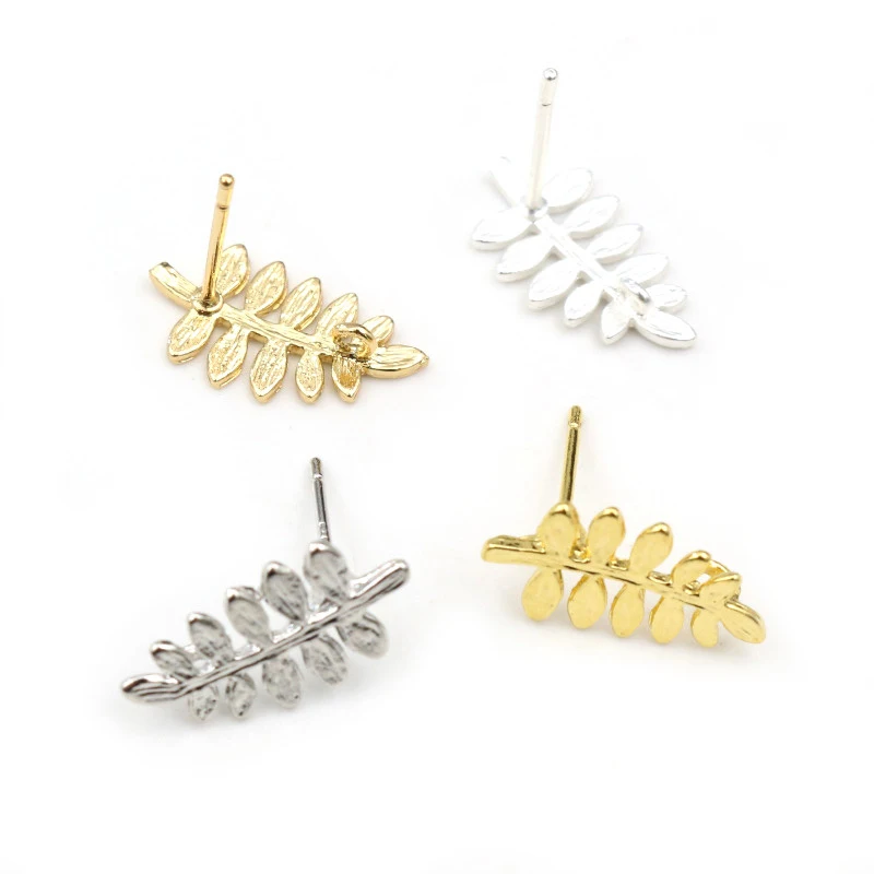 10 sztuk (5 para) 15x13mm matowy kolor srebrny złoty kolor liści zaczepy na ucho kolczyki przewody do Handmade kobiety moda biżuteria kolczyki