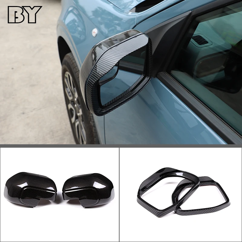 Rear View Mirror Covers For Ford Maverick 2022 ABS Carbon Fiber/Gloss Black Auto Exterior Accessories