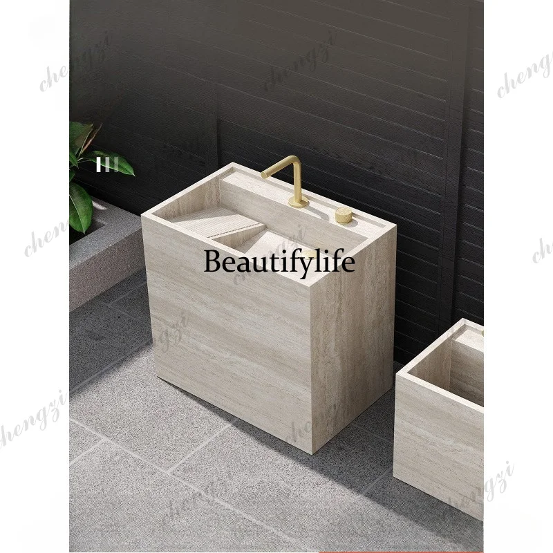 A114 rock slab laundry pool indoor and outdoor washbasin sink outdoor courtyard hand washing integrated column basin balcony