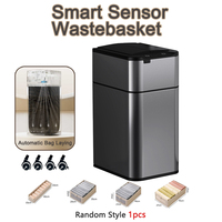 Smart Trash Can with Lid 15L/20L Kitchen Automatic Bagging Trash Bin Two-way Sensor Garbage Wastebasket Home Rectangular Dustbin