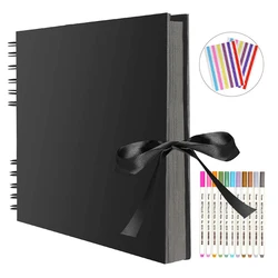 Z20 80 schwarze Seiten Erinnerungsbücher DIY Handwerk Fotoalben Scrapbook Cover Kraftalbum für Hochzeitstag Geschenke Erinnerungsbücher