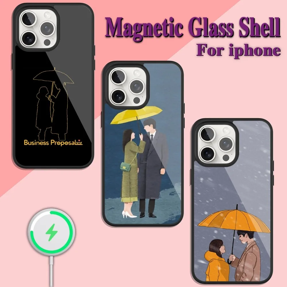 

Деловое предложение корейский драматический чехол для телефона iPhone с зарядкой 13 14 15 11 12 Pro Max Plus стеклянный Магнитный чехол Magsafe