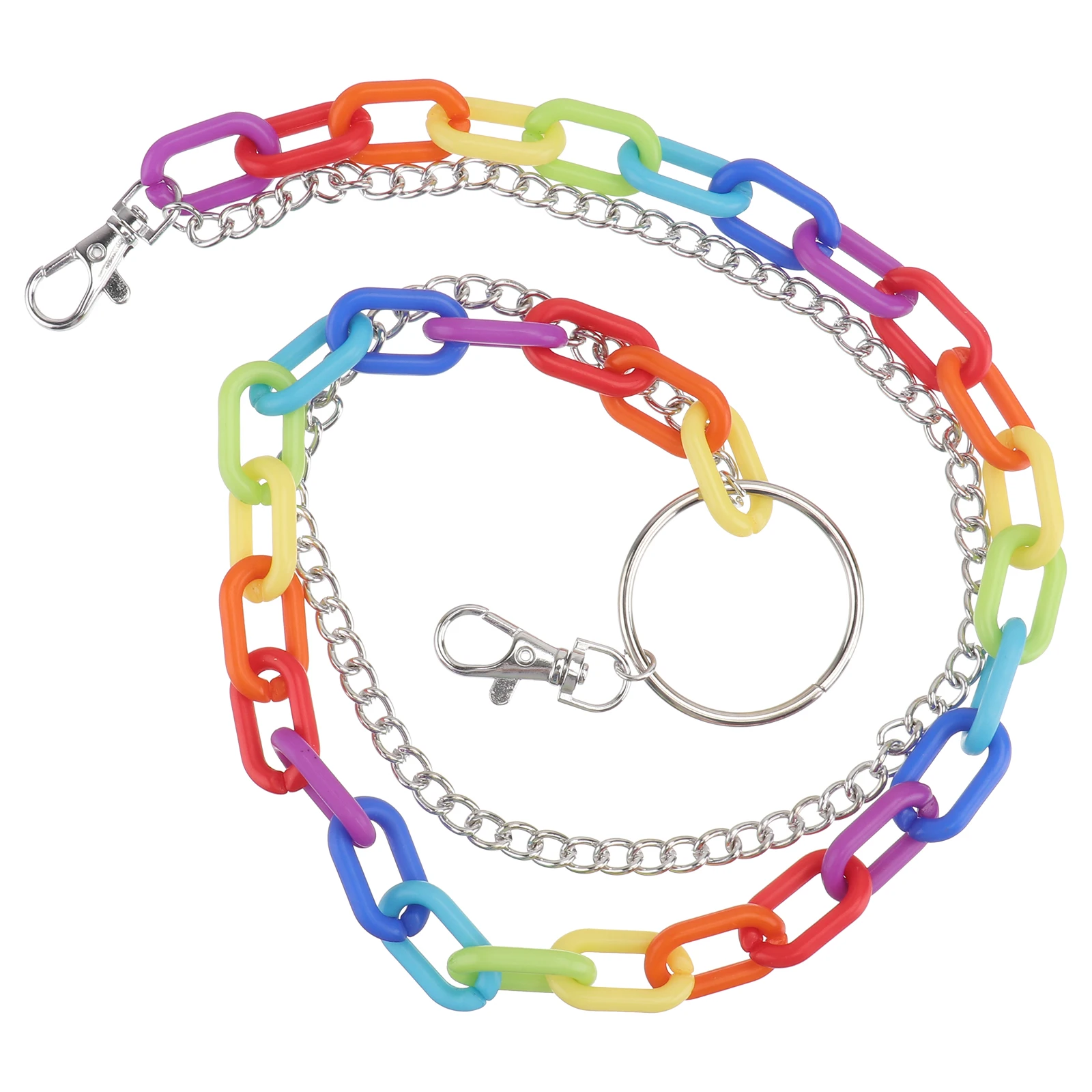 

Rainbow Pants Chain Waist Colorful Belt Acrylic Chains Fashion Jewelry Girls Wearable Decor Accessories Stylish Jeans