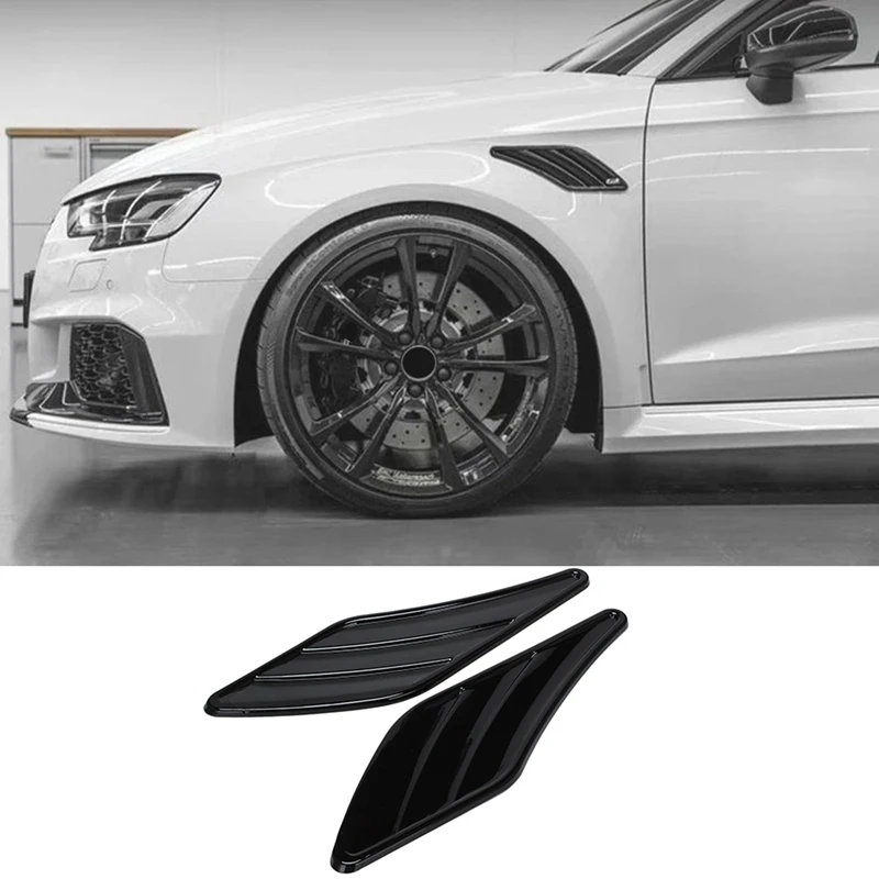 2Pcs ABT Side Shark Gills Sticker Decals for-Audi A5 S5 A4 B8 B6 A6 A3 R8 TT -AUDI ABT Fender Sticker,Black