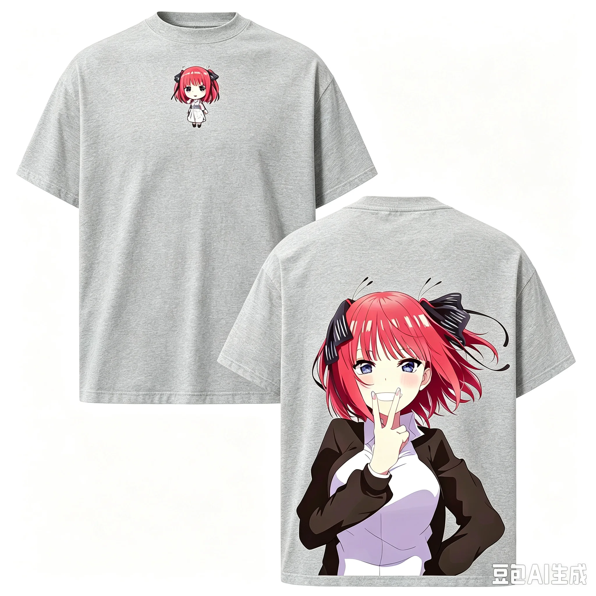 Heißer Verkauf Anime The Quintessential Quintuplets Nakano Nino Print T-Shirt für Männer und Frauen Harajuku Y2K Gothic Baumwolle Oversized T-Shirt – Detail 5
