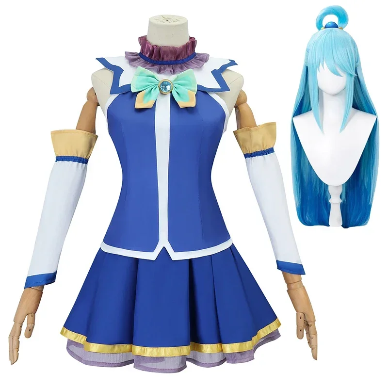 

Божье благословение в этом чудесном мире, карнавальный костюм, парик, женский костюм цвета морской волны, Konosuba, аниме, комиксы, вечерние наряды для ролевых игр