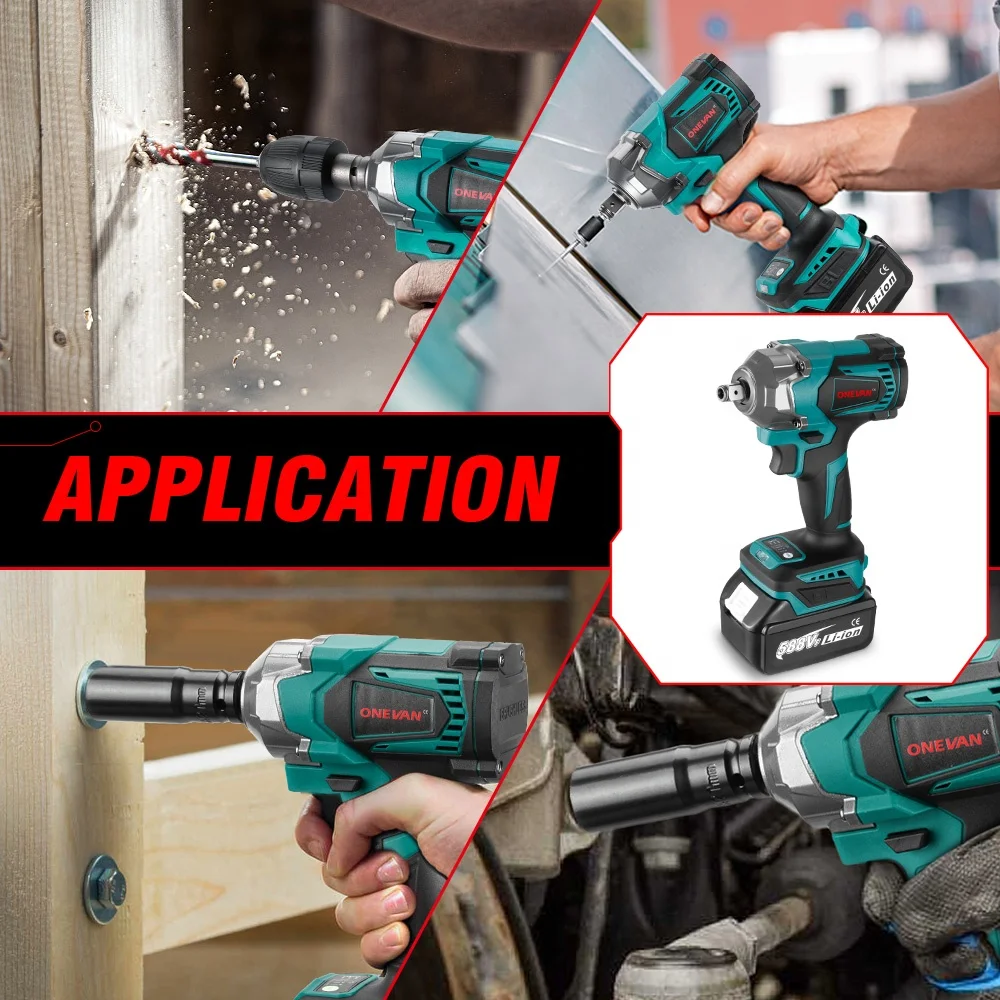 Power Tools In Electrical - 1200N.m トルクブラシレス電動インパクトレンチ 1/2 インチソケットドライバー DIY 8