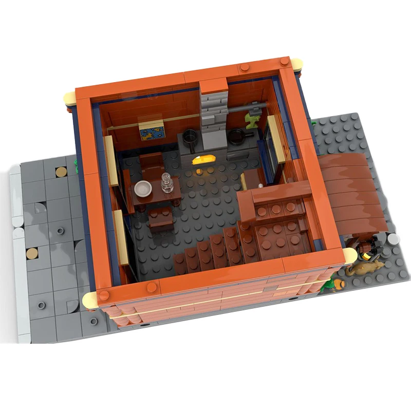Série de arquitetura modular medieval, casa do trabalhador, montagem de bloco de construção moc, modelo de tecnologia, brinquedos de tijolos, presentes de aniversário