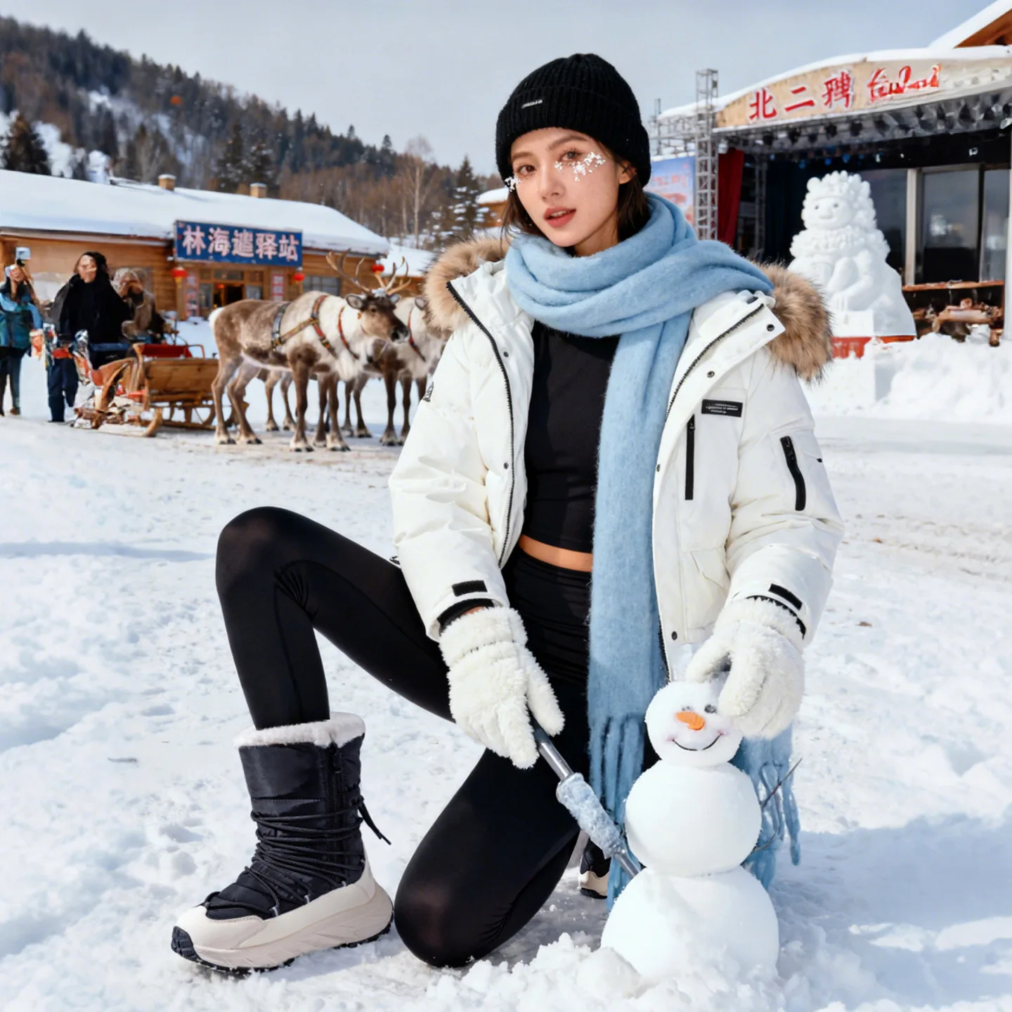 Women Snow Boots Platform Winter Boots Thick Plush Waterproof Non-slip Boots Fashion Women Winter Shoes Warm Fur Botas mujer
