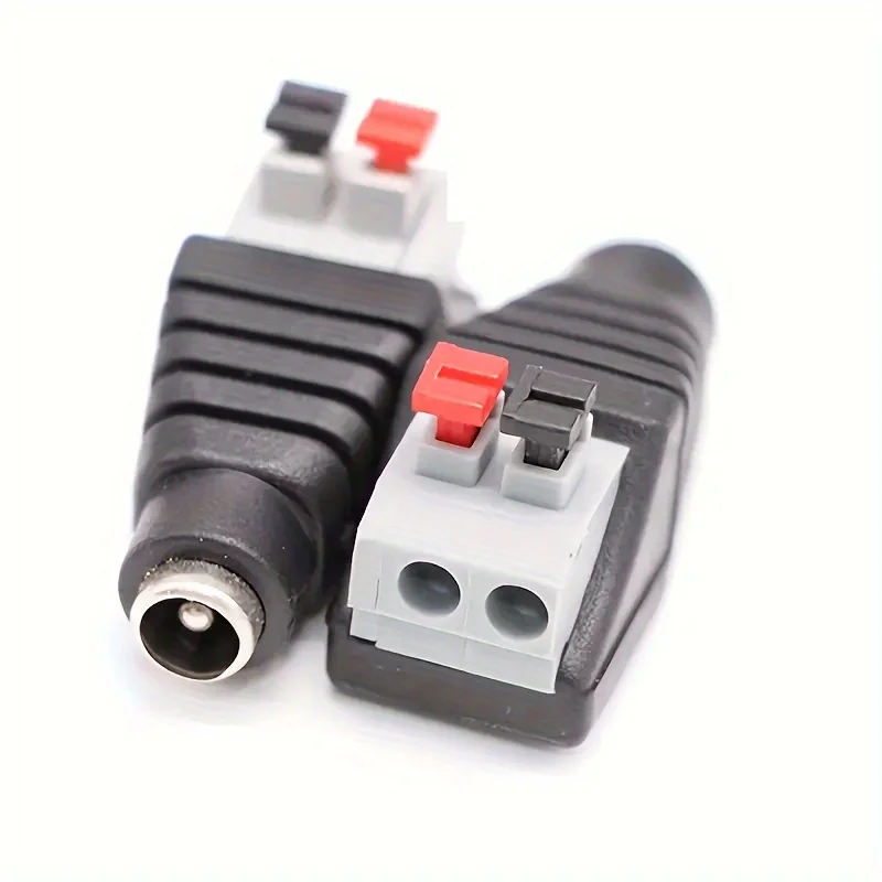 Female Male DC Power Jack Connector No Screws Plug Adapter 5.5x2.1mm For Single Color LED Strip CCTV Camera