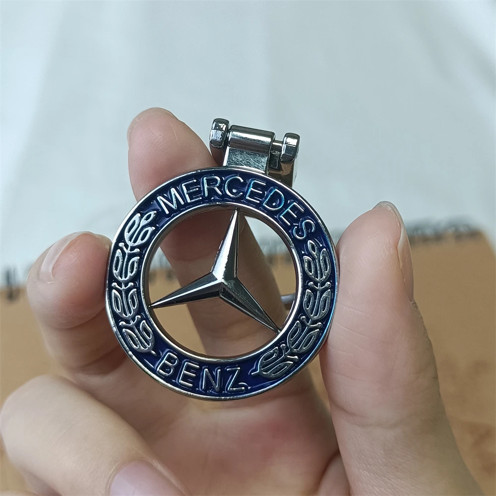 Mercedes Keychain Metal Blue Round Emblem Key tag for AMG w204 w205 w211 Benz A Class Cla Cle Keyring Car Accessoires Men Gift