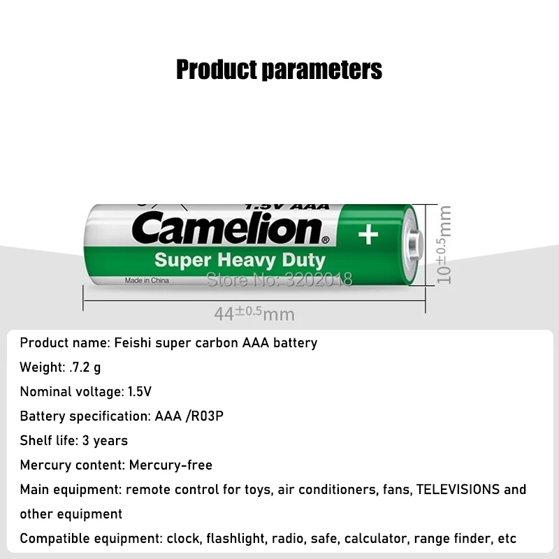 12PCS Camelion 1.5V AAA Zinc-manganese Dry Battery R03P For Electric toothbrush Toy Flashlight Mouse clock Dry Primary Battery