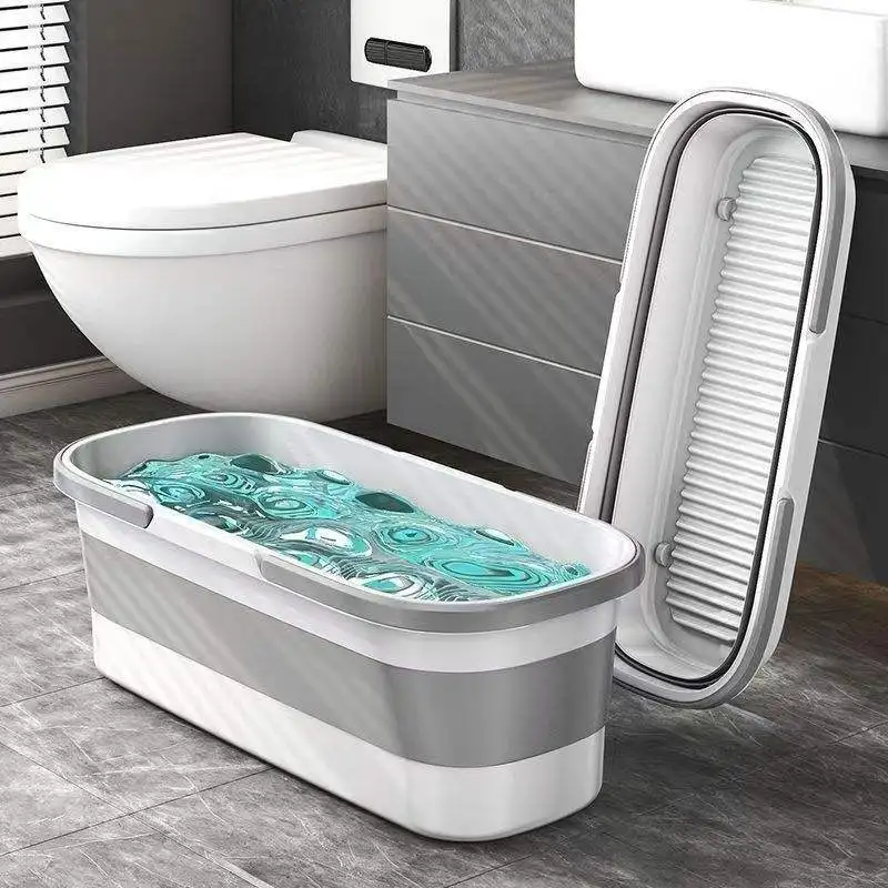 Large capacity rectangular folding bucket handle, portable silicone plastic washbasin, car wash mop bucket